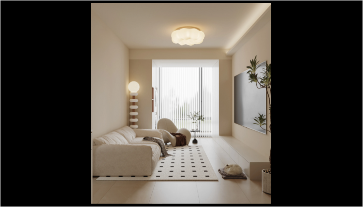 小戶型簡約奶油風(fēng)效果展示